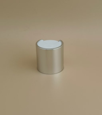 Silvery Aluminium-Plastic Round Smooth Cap with White Button for Skincare Bottles
