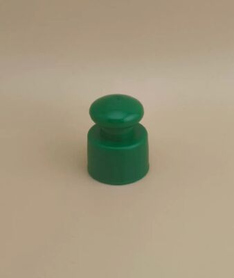 Green Plastic Smooth Cap with Button for Cosmetic Bottles