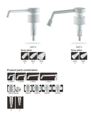 Nonspill White Lotion Dispenser Pump Leakproof with Long Nozzle K207-3