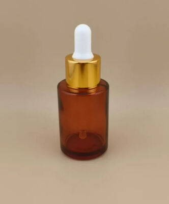 New Design Clear Light Brown Smooth Round Dropper Bottle for Essence