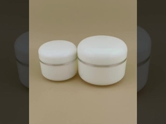 Round-Edged White Plastic Cream Jar With Silvery Edge For Female Lotion
