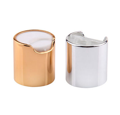 Silvery Aluminium-Plastic Round Smooth Cap with White Button for Skincare Bottles