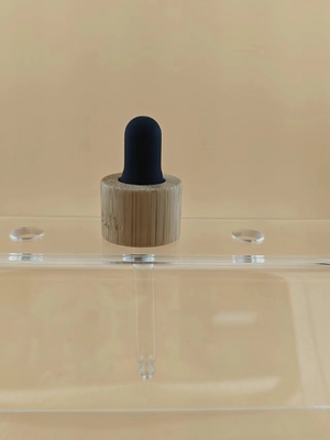 18 20 PP Black Rubber Glass Tube Bamboo Cover Dropper For Essential Oil Bottle