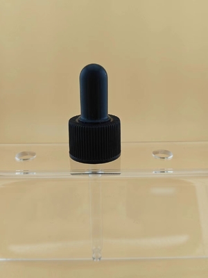 18 20 PP Black Rubber Glass Tube Bamboo Cover Dropper For Essential Oil Bottle