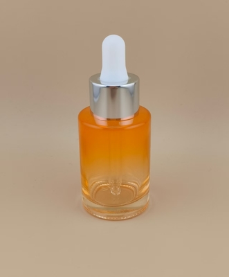 Clear Gradual Change Orange Smooth Round Glass Dropper Bottle K-GBL30 Design For Lotion