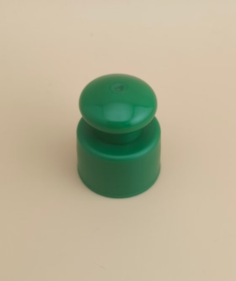 Green Plastic Smooth Cap with Button for Cosmetic Bottles
