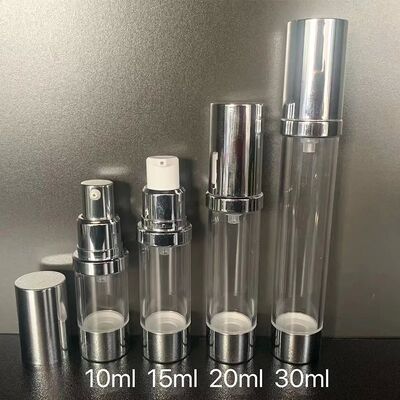 30ml PP Plastic Round Cylinder Airless Bottle Clear Cap PP Airless Pump Skincare