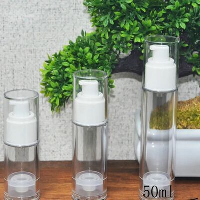 Airless Lotion Pump Bottle Serum No DIP Tube Dispenser Transparent Cosmetic Packaging Refillable