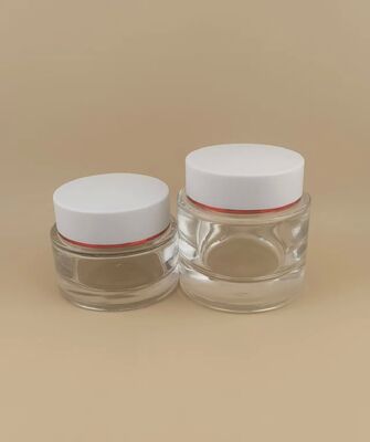 Clear Bottle White Cover with Gold-Rimmed for Skincare Product