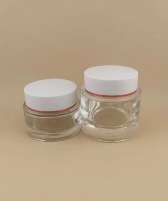 Clear Bottle White Cover with Gold-Rimmed for Skincare Product