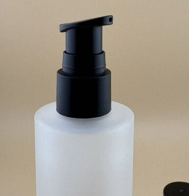 Matte Transparent Glass Bottle with Black Treatment Pump for Cosmetic