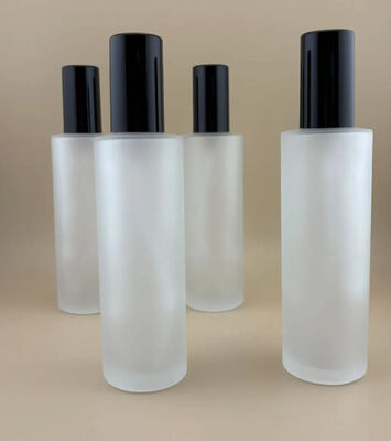 Matte Transparent Glass Bottle with Black Treatment Pump for Cosmetic