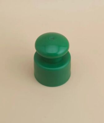 Green Plastic Smooth Cap with Button for Cosmetic Bottles