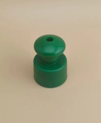 Green Plastic Smooth Cap with Button for Cosmetic Bottles