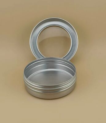 Big Silvery Aluminum Case with Clear Screw Cap for Cosmetic