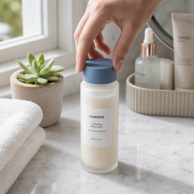Bluegrey Plastic Round Smooth Matte Cap for Cosmetic Bottles
