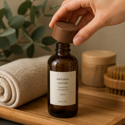 Wood Grain Plastic Round Smooth Cap for Cosmetic Bottles