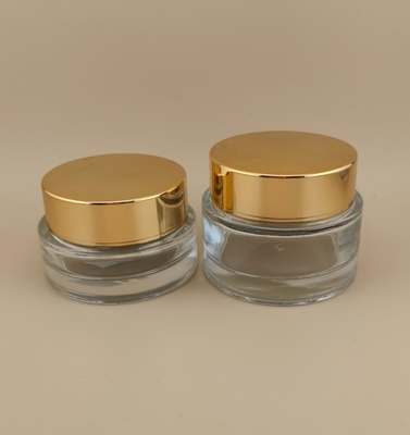 Clear Glass Cream Jar With Golden Screw Lid For Female Lotion