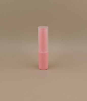 Pink Small Lip Balm Packaging With Clear Ribbed Lid For Lipsticks