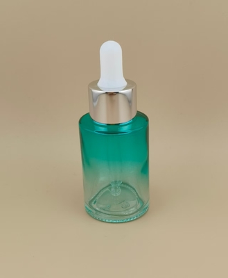K-GBL30 Essence Clear Gradual Change Cyan Smooth Round Dropper Bottle For Design