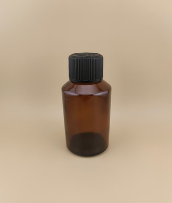 Delicate Design Clear Brown Smooth Round Glass Bottle with Special Lid for Medicament
