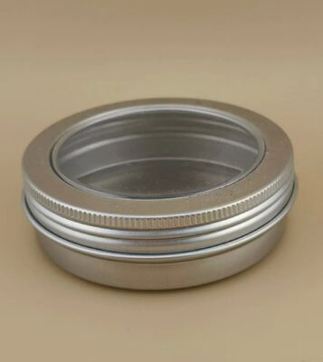 Big Silvery Aluminum Case with Clear Screw Cap for Cosmetic