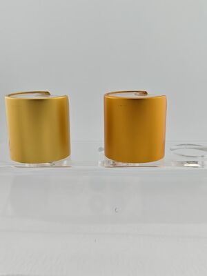 Yellow Aluminium-Plastic Round Smooth Cap with Clear Button for Skincare Bottles